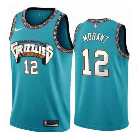 Men / Youth #12 Ja Morant vancouver Grizzlies throwback classic Jersey green