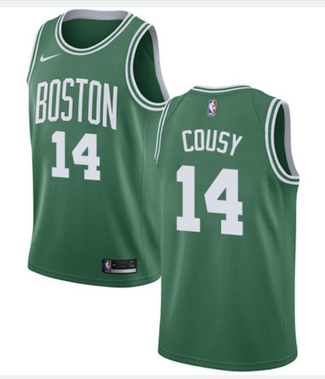 Men's Boston Celtics 14 Bob Cousy Green Swingman Edition Jersey