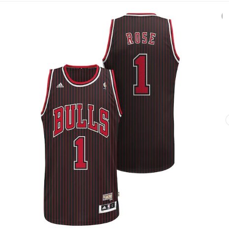 Men / Youth Derrick Rose Chicago Bulls throwback jersey black pinstripe