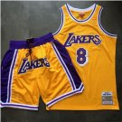 Men's Lakers Kobe Bryant 1996 1997 Throwback Jersey Shorts Stitched Yellow Sets