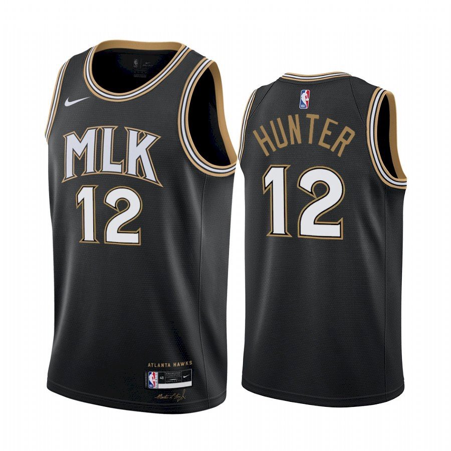 Men's Atlanta Hawks #12 De'andre Hunter MLK City Jersey Black