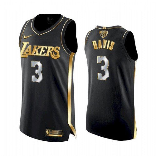 Men Anthony Davis Lakers 2021 golden jersey black