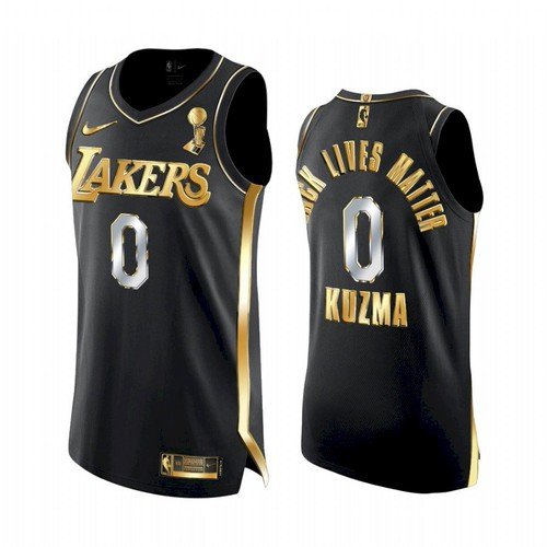 Men's Kyle Kuzma Lakers golden black finals champion jersey