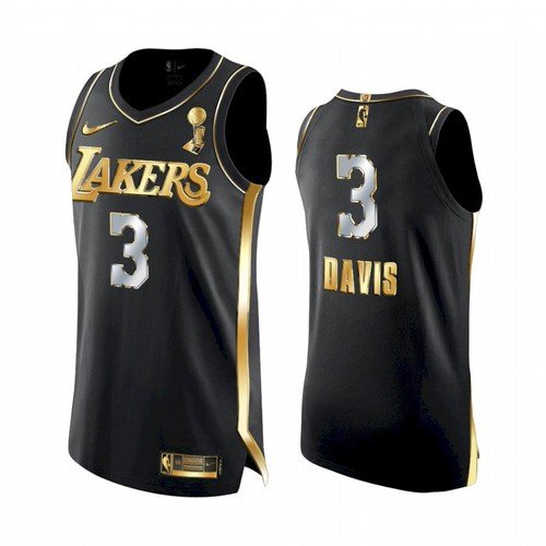 Men / Youth Anthony Davis Lakers golden champion jersey black