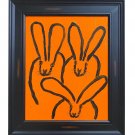 Hunt Slonem 2018  Orange Bunnies Painting