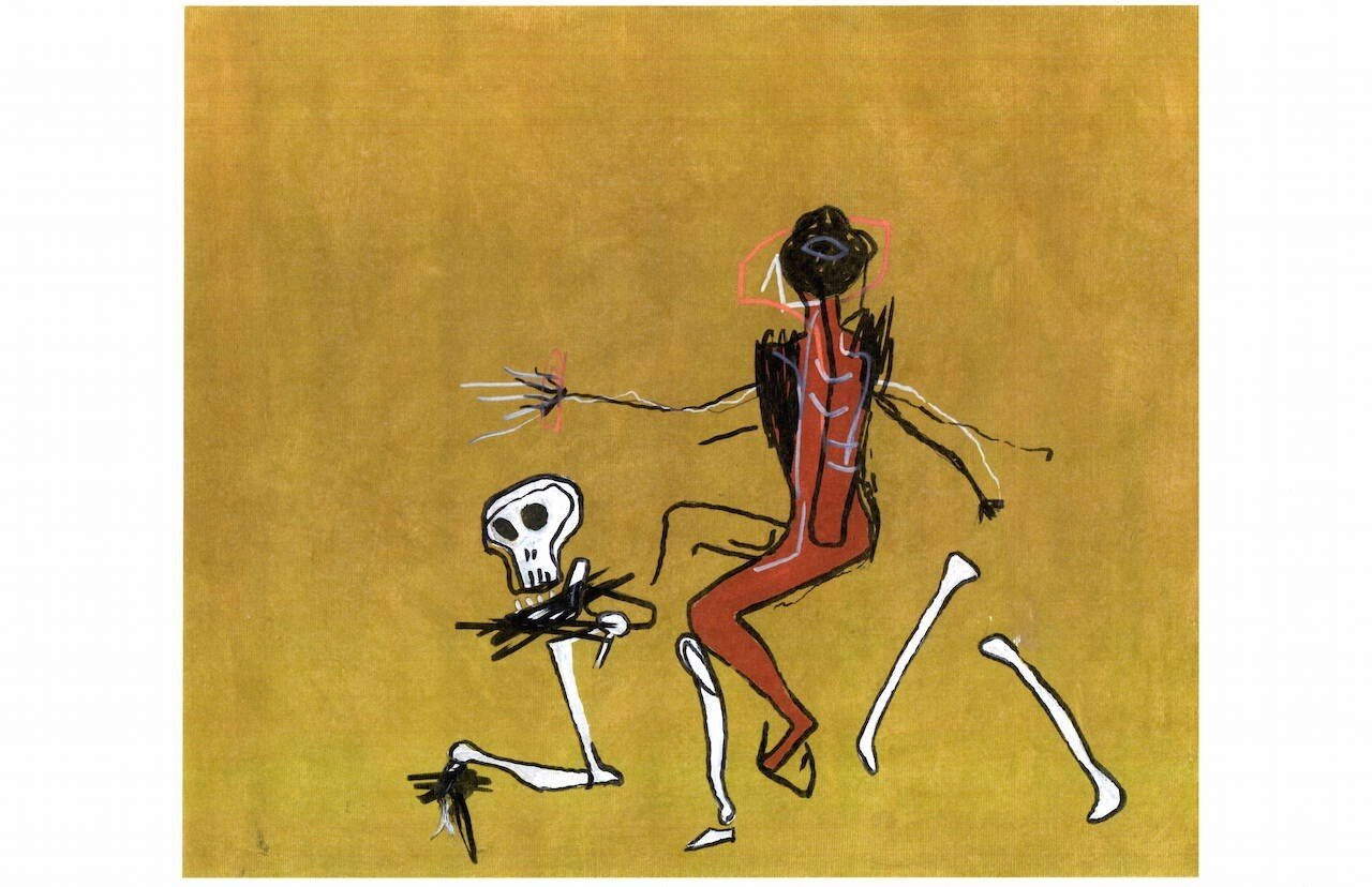 Jean-Michel Basquiat NYC (riding the ghost) Chromolithograph Print .Embossed
