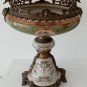 Large Green Hand Painted Porcelain Vase Urn Bronze Mounted Querubns.