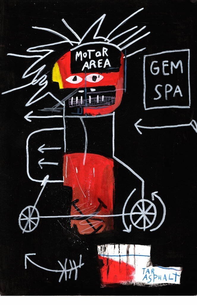 Jean-Michel Basquiat (MOTOR AREA) Chromolithograph Print . Embossed Stamp