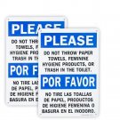 2 -Restroom Please Do Not Throw Paper Towels Feminine Trash In Toilet” 7x10 Sign