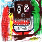 Jean-Michel Basquiat NYC ( JAW ) Chromolithograph Print.Embossed Stamp