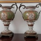 Pair of `Porcelain and  Bronze Vase Scroll Handle.