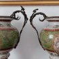Pair of `Porcelain and  Bronze Vase Scroll Handle.