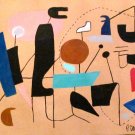 Vintage Abstract Canvas Signed  Willi Baumeister , Modern Art 20th Century