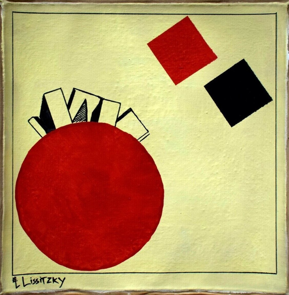 Vintage Abstract Canvas Signed   El Lissitzky , Modern Art 20th Century