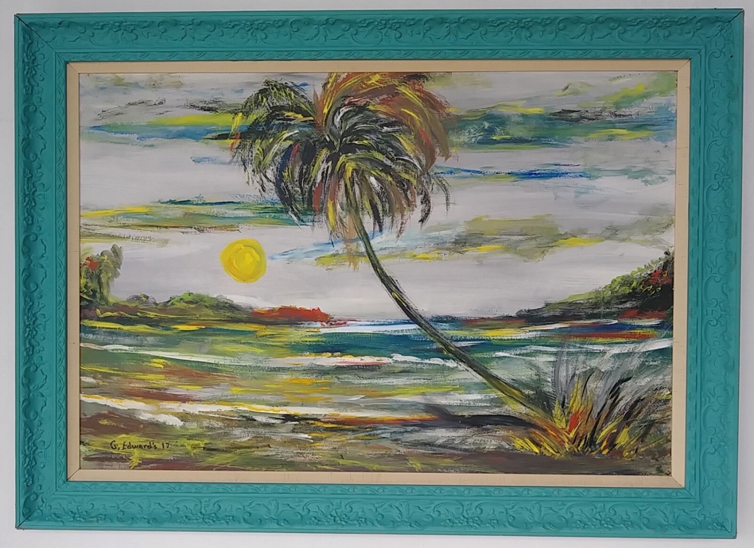 Indian River - Signed Oil Painting on tick cardboard.