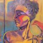 Rare Vintage Girl-Snake-Bird Signed Oil Painting Framed.