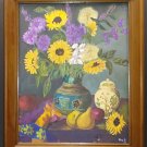 Vintage Still Live flower Oil Painting Signed.