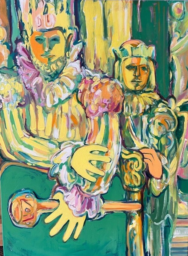 20th Century Expressionist Figurative Oil Painting on Canvas Signed Schmidt-Rott