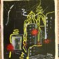 Vintage Abstract Canvas Signed  S Polke , Mid Century