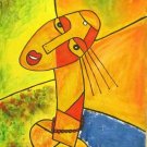 Vintage Abstract Canvas Signed   Elisha Ongere , Modern Art 20th Century
