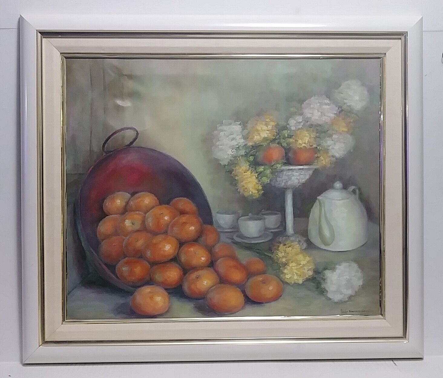 Original MCM Signed Oil Painting Still Life Fruit