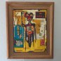 Jean-Michel Basquiat 1984 - NYC  SAMO SELF PRTRAIT  Painting Framed.