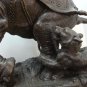 Museum Sculpture Bronze Elephant Signed and Foundry Stamp. Black Marble Base