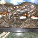 Large Bronze Sculpture - Wildlife, Signed and Foundry Stamp Marble Base