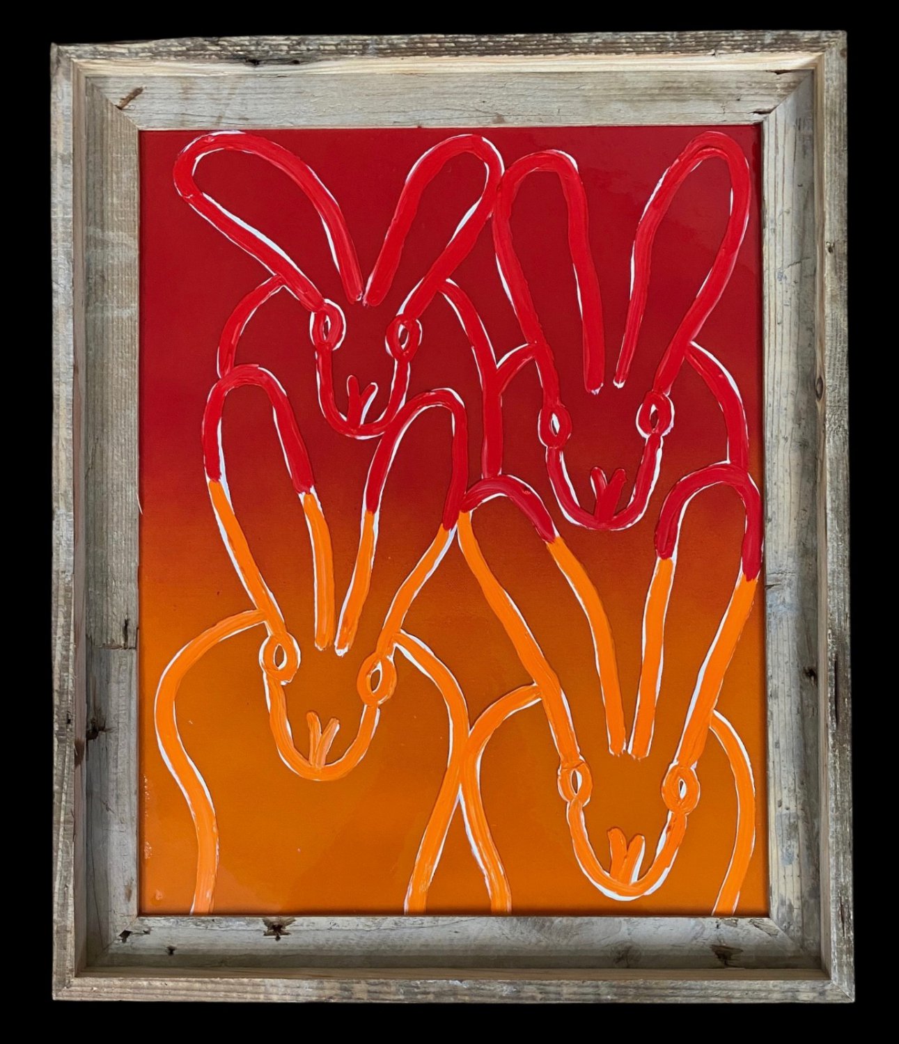 Hunt Slonem (American/Louisiana, b. 1951) , "Untitled (8 Red Bunnies)