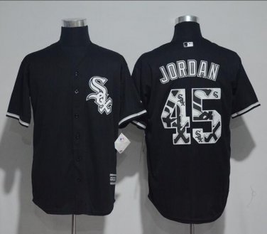 Michael Jordan #45 Chicago White Sox Cool Base Men's Jersey Black M L XL XXL XXXL