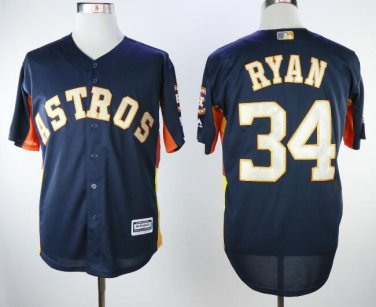 Nolan Ryan #34 Houston Astros 2018 Gold Program Cool Base Player Men's Jersey Navy M / XXXL