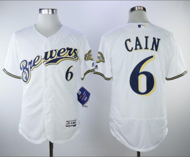 Lorenzo Cain #6 Milwaukee Brewers Cool Base Player Men's Jersey White M L XL XXL XXXL