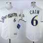 Lorenzo Cain #6 Milwaukee Brewers Cool Base Player Men's Jersey White M L XL XXL XXXL