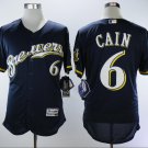 Lorenzo Cain #6 Milwaukee Brewers Cool Base Player Men's Jersey Navy M L XL XXL XXXL