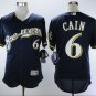 Lorenzo Cain #6 Milwaukee Brewers Cool Base Player Men's Jersey Navy M L XL XXL XXXL