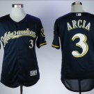 Orlando Arcia #3 Milwaukee Brewers Cool Base Player Men's Jersey Navy M L XL XXL XXXL