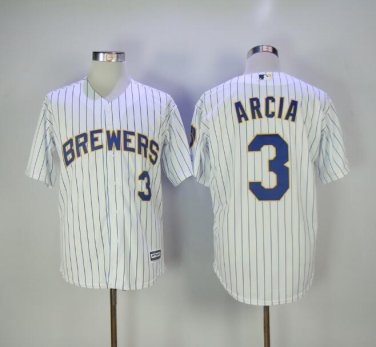 Orlando Arcia #3 Milwaukee Brewers Cool Base Player Men's Jersey White M L XL XXL XXXL