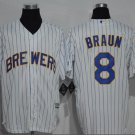 Ryan Braun #8 Milwaukee Brewers Base Collection Player Men's Jersey White M L XL XXL XXXL