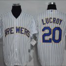 Jonathan Lucroy #20 Milwaukee Brewers Base Collection Player Men's Jersey White M L XL XXL XXXL