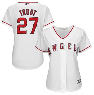 Mike Trout #27 Los Angeles Angels Cool Base Player Women's Jersey White S M L XL XXL