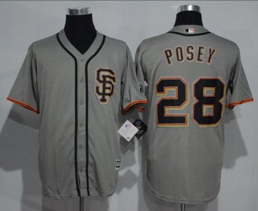 Buster Posey #28 San Francisco Giants Cool Base Player Men's Jersey Gray M L XL XXL XXXL