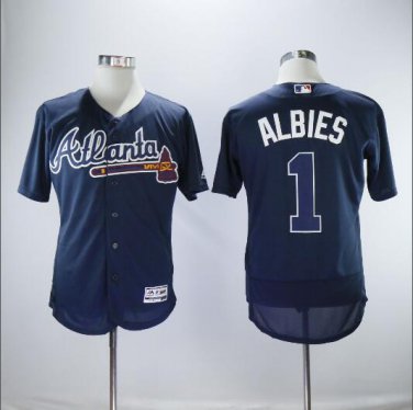 Ozzie Albies #1 Atlanta Braves Cool Base Player Men's Jersey Navy M L XL XXL XXXL