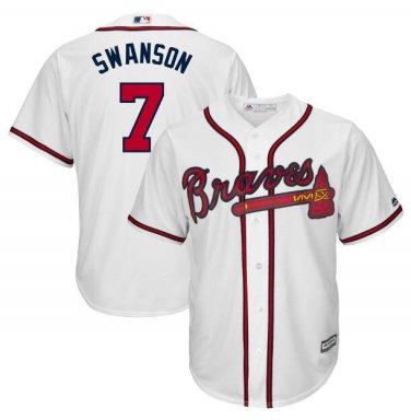Dansby Swanson #7 Atlanta Braves Cool Base Player Men's Jersey White M L XL XXL XXXL