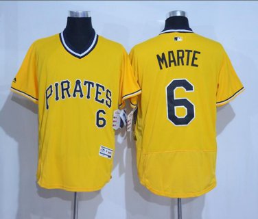 Starling Marte #6 Pittsburgh Pirates Cool Base Player Men's Jersey Gold M L XL XXL XXXL