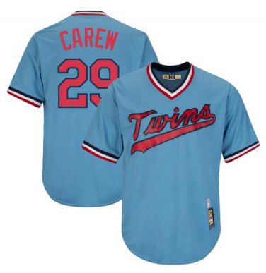 Rod Carew #29 Minnesota Twins Cool Base Cooperstown Men's Jersey Light Blue M L XL XXL XXXL