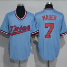 Joe Mauer #7 Minnesota Twins Cool Base Cooperstown Men's Jersey Light Blue M L XL XXL XXXL