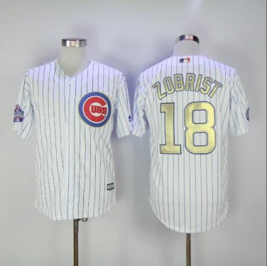 Ben Zobrist #18 Chicago Cubs Cool Base Champions Men's Jersey White M L XL XXL XXXL
