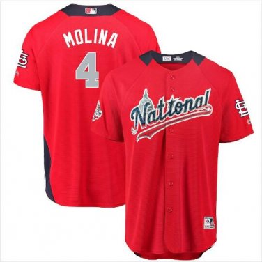 Size XXL Yadier Molina #4 National League 2018 All-Star Game Home Run Derby Player Jersey Red