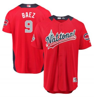 Size M Javier Baez #9 National League 2018 All-Star Game Home Run Derby Player Jersey Red