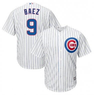 Size XXXL Javier Baez #9 Chicago Cubs Cool Base Men's Jersey White